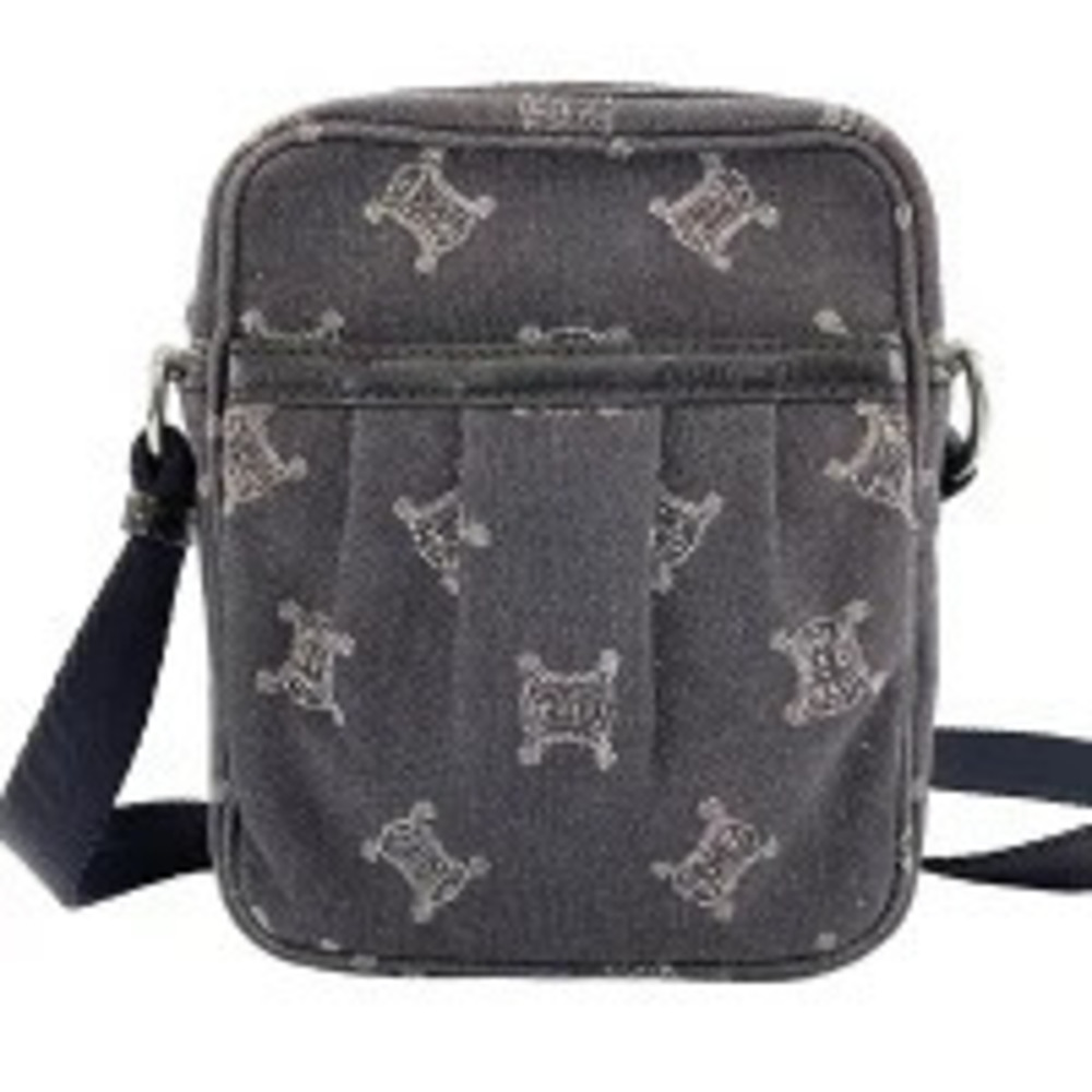 Celine Denim Macadam Shoulder Bag Black